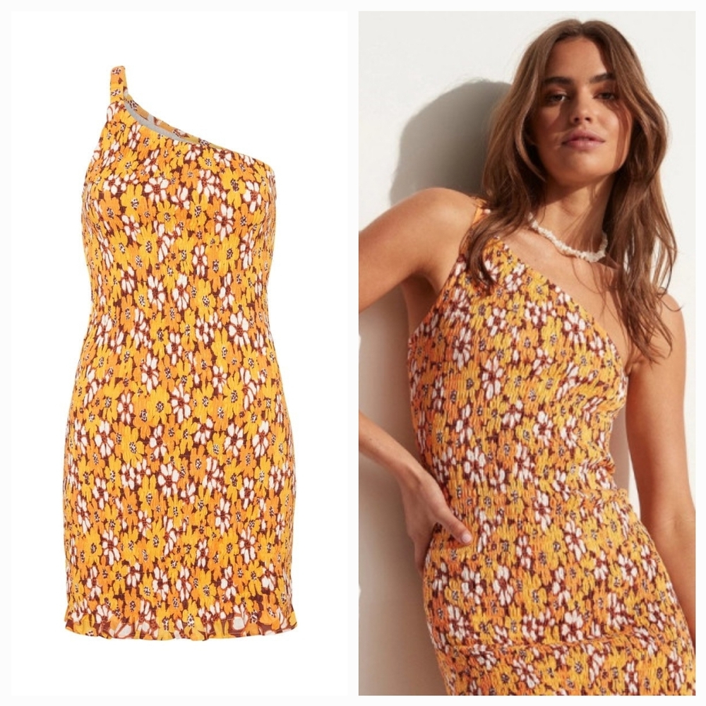 FAITHFULL THE BRAND TERRE MER MINI DRESS in LI RENI FLORAL PRINT ORANGE - Picture 6 of 11